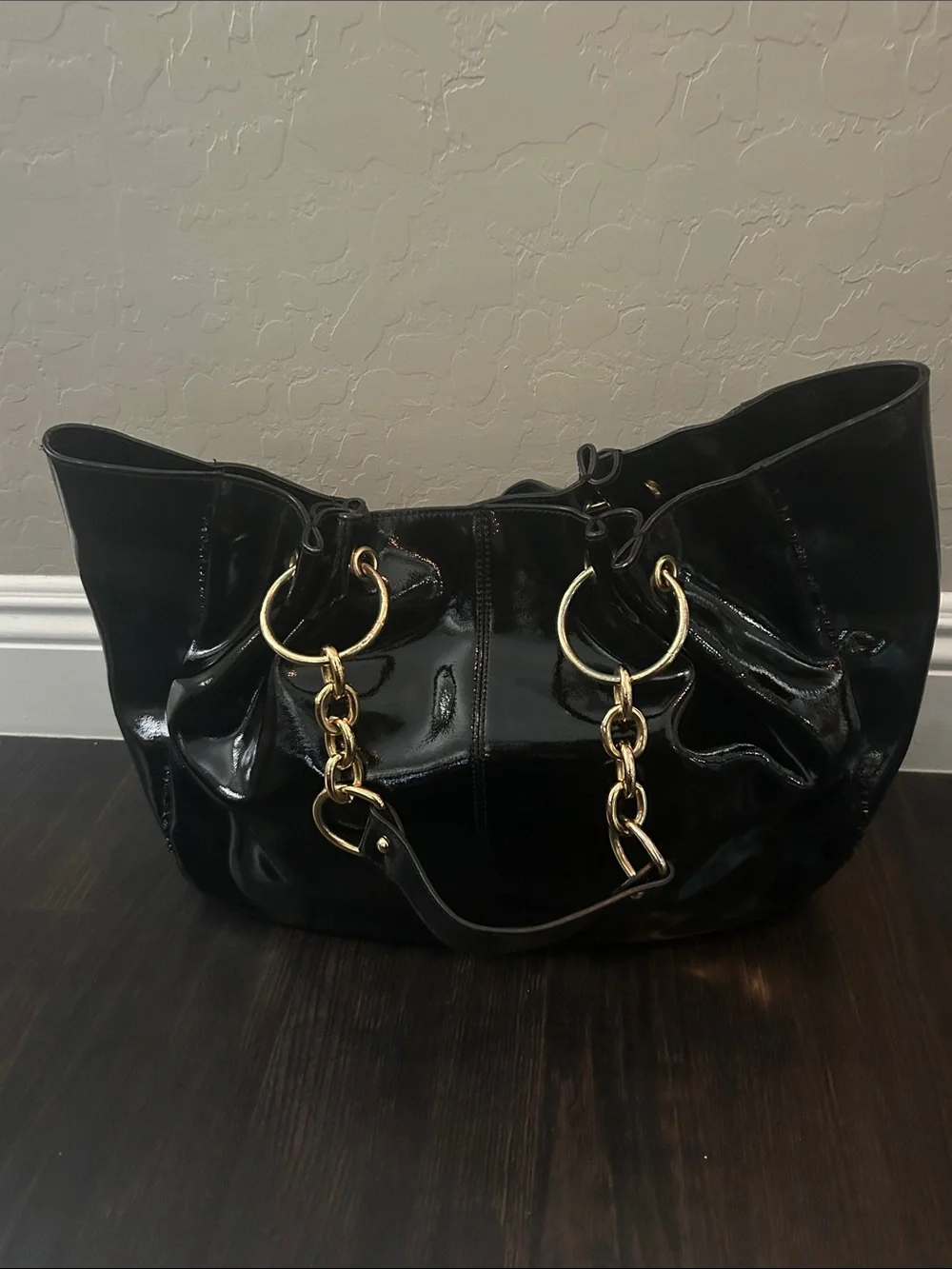 BCBG Glossy Leather Hobo Bag